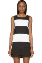 Jay Ahr Black And White Striped Eyelet Tank Top