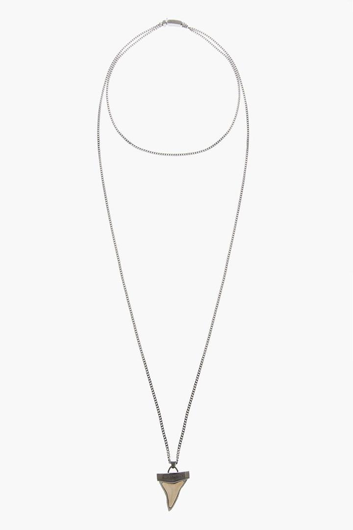 Givenchy Gunmetal Double Chain Sharktooth Necklace