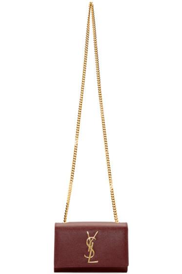 Saint Laurent Oxblood Small Monogram Chain Bag