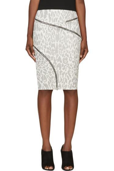 Jay Ahr White And Black Ziparound Leopard Pencil Skirt