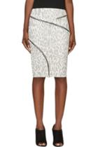 Jay Ahr White And Black Ziparound Leopard Pencil Skirt