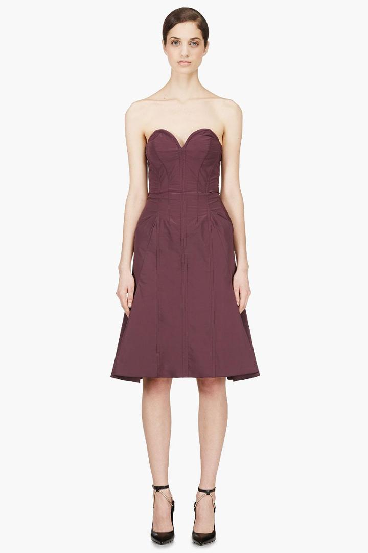 Nina Ricci Purple Satin Compact Bustier Dress