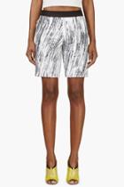 Kenzo White And Grey Sequined High Waves Shorts