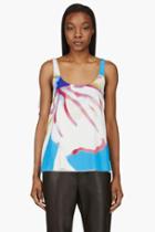 Versace Pink And Blue Silk Crepe Watercolor Tank