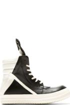 Rick Owens Black And White Geobasket High-top Sneakers