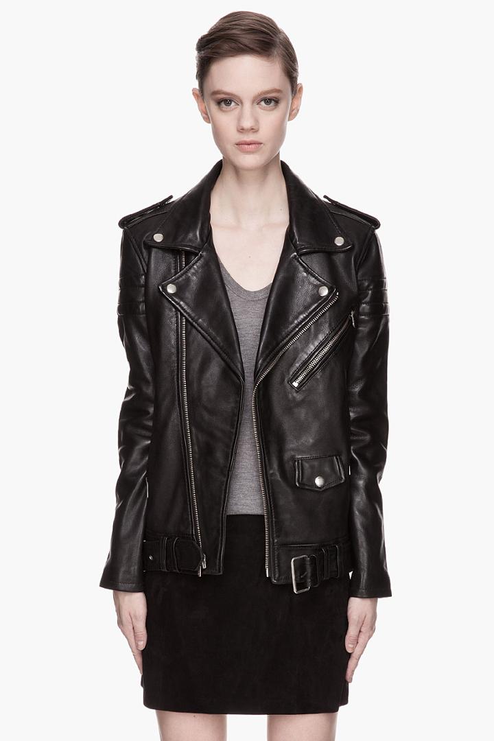 Blk Dnm Black Leather Quilted Boyfriend Biker Jacket