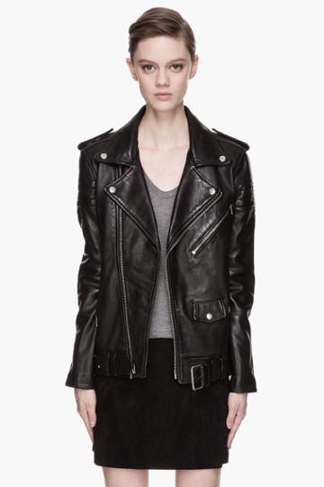 Blk Dnm Black Leather Quilted Boyfriend Biker Jacket