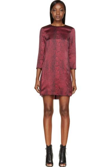 Nina Ricci Burgundy Silk Python Print Short Dress