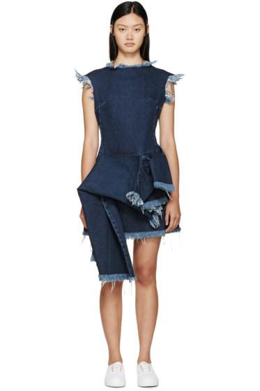 Marques Almeida Indigo Frayed Denim Dress