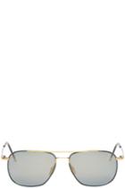 Thom Browne Gold And Navy Flash Aviator Sunglasses