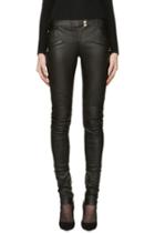 Balmain Black Leather Biker Pants