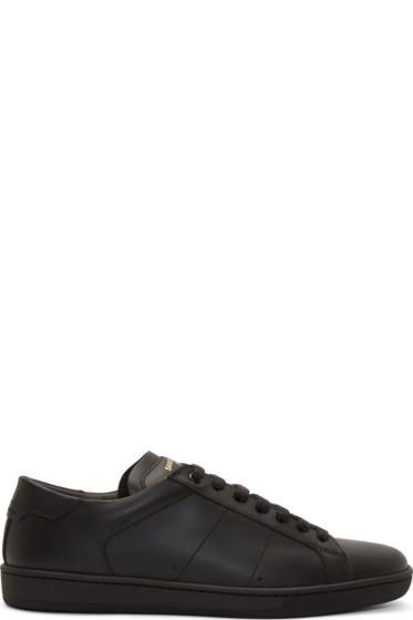 Saint Laurent Black Leather Sl-01 Court Classic Sneakers