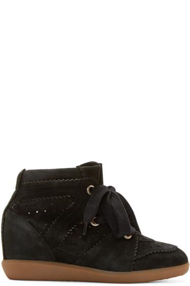 Isabel Marant Black Bobby Wedge Sneakers