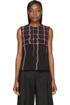 Kenzo Black Neon Degraded Plaid Embroidered Top