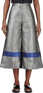 Roksanda Grey Metallic Cropped Wide-leg Craven Trousers
