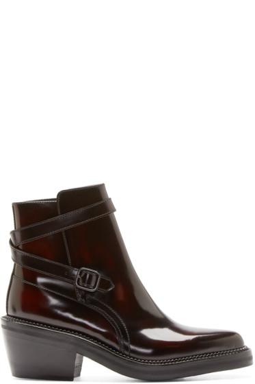 Yang Li Burgundy Leather Ankle Boots