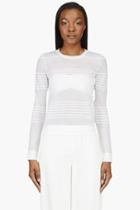 Calvin Klein Collection White Semi-sheer Engineered Stripes Sweater