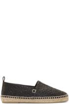 Loewe Black Leather Anagram Espadrilles