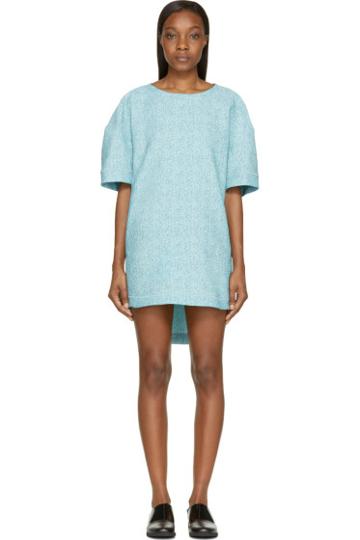 Viktor And Rolf Mint Tweed Jacquard Short Sleeve Dress