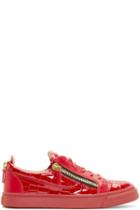 Giuseppe Zanotti Red Croc-embossed London Sneakers