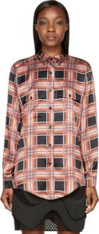 Rodarte Rust And Black Plaid Silk Blouse