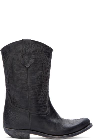 Golden Goose Black Leather Victoria Cowboy Boots