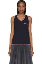 Moncler Gamme Bleu Navy Logo Stripe Tank Top