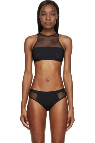 T By Alexander Wang Black Mesh Panel Bikini Top