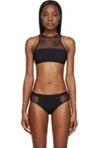 T By Alexander Wang Black Mesh Panel Bikini Top