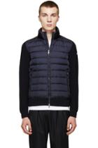 Moncler Navy Quilted Knit Jacket