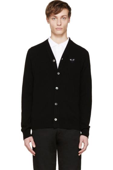 Comme Des Garçons Play Black Wool Heart Patch Cardigan