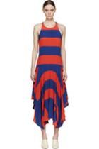 Stella Mccartney Red And Blue Silk Rugby Stripes Dress