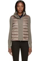 Moncler Taupe Knit And Down Jacket