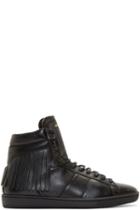 Saint Laurent Black Leather Fringed Sneakers