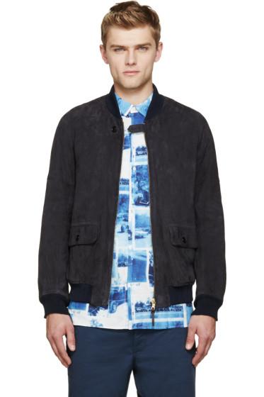 Visvim Navy Nubuck Varsity Jacket