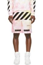 Off-white Ssense Exclusive Red And Orange  Tie-dye Shorts