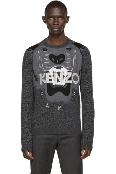 Kenzo Black And Grey Tiger Sweater