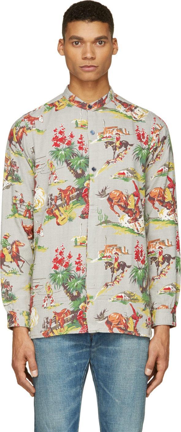 Visvim Grey Printed Long Rider Kapa Shirt