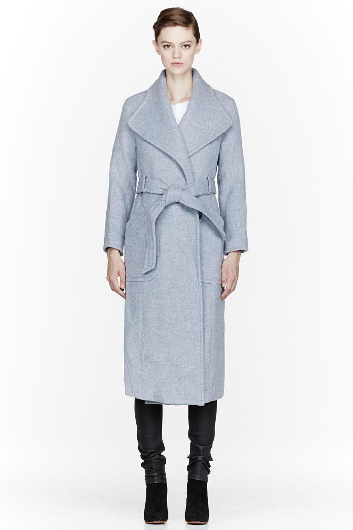 Theyskens Theory Ice Blue Wool Fivide Melate Coat