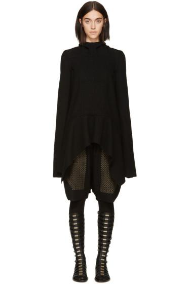 Rick Owens Black Wool Lapel Coat