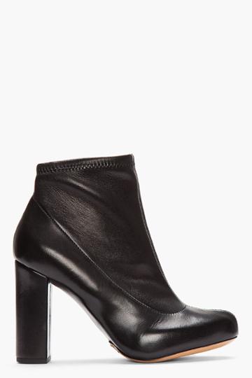 Chloe Black Stretch Leather Ankle Boots