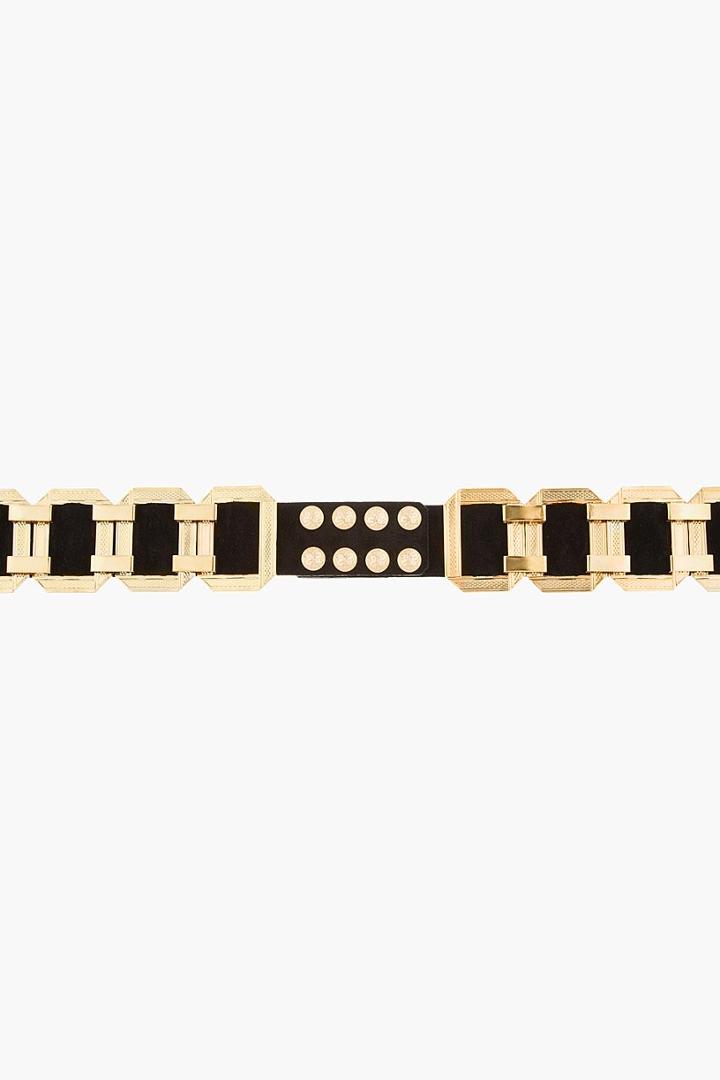 Balmain Black Suede Gold-hardware Statement Belt