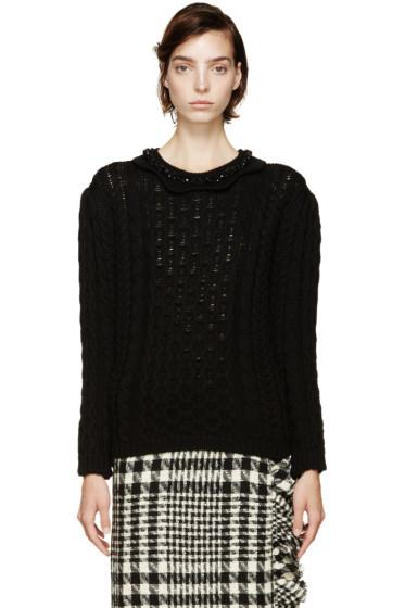 Simone Rocha Black Beaded Collar Sweater