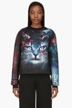 Juun.j Ssense Exclusive Black And Purple Cosmic Cat Sweatshirt