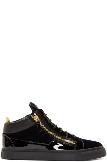 Giuseppe Zanotti Navy Velvet London Sneakers