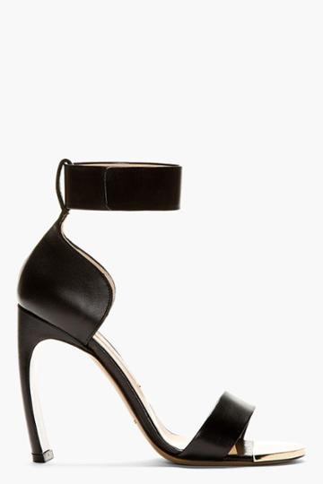 Nicholas Kirkwood Black Leather Horn Heel Sandals