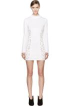 Anthony Vaccarello White Leopard Spot Embroidered Dress