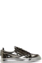 Giuseppe Zanotti Grey Metallic Leather Sneakers