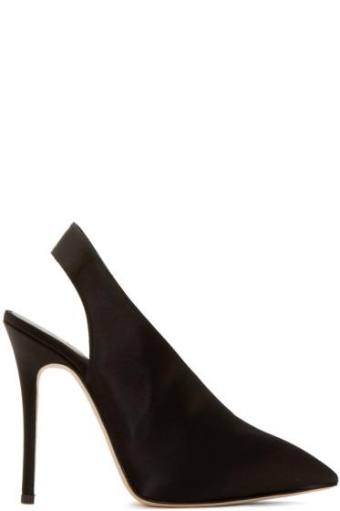 Giuseppe Zanotti Black Satin Slingback Stiletto Heels