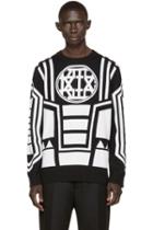 Ktz Black And Ivory Knit Logo Sweater